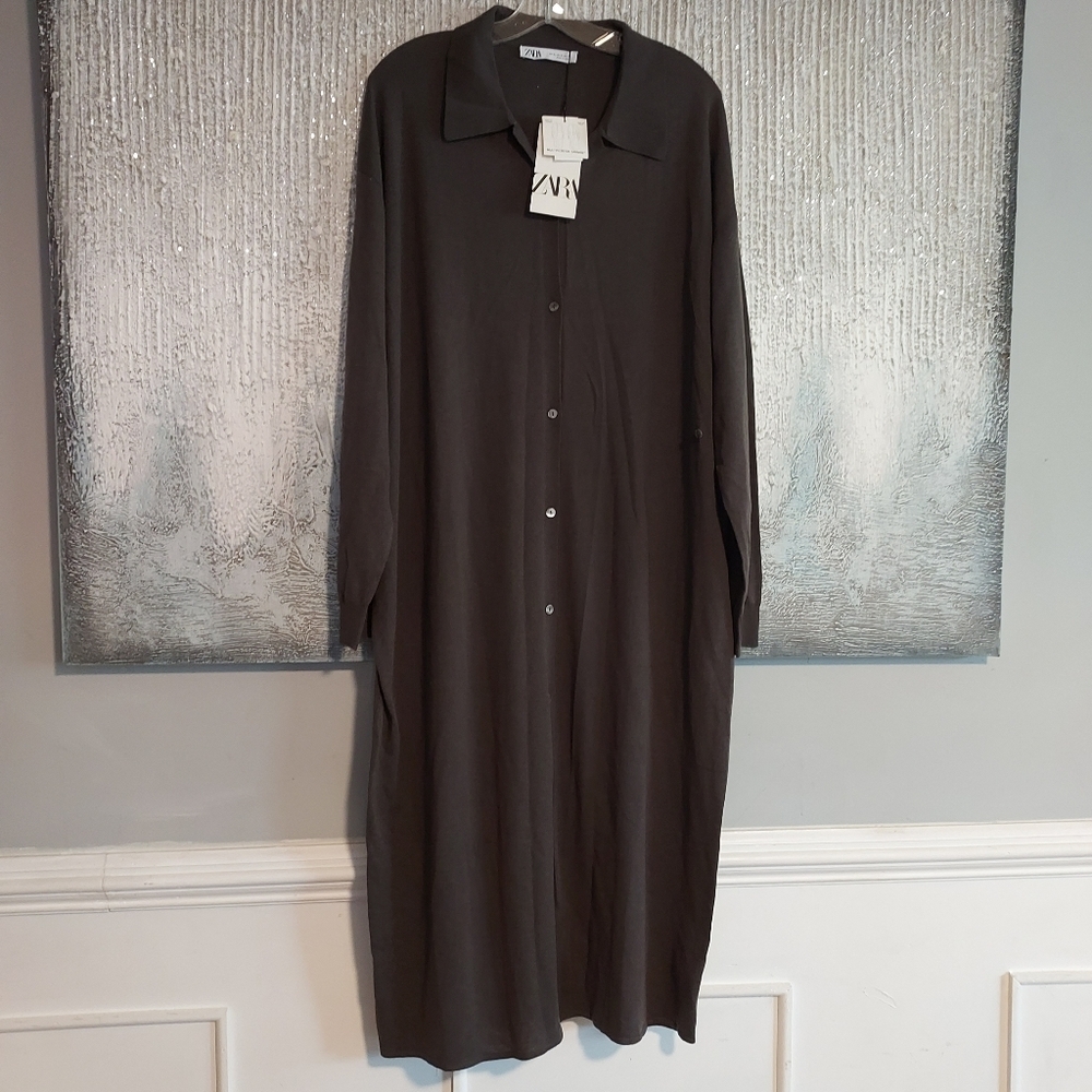 Zara Knit Dress With Wool Blend and Side Buttons Sz-XL - Picture 9 of 11